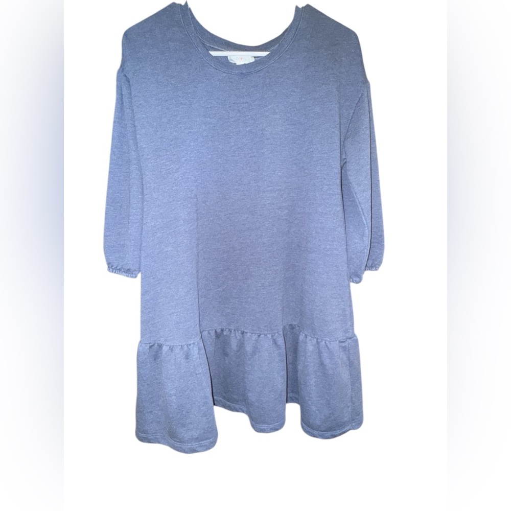 Ultra Flirt Dusty Blue Ruffle Hem Dress, Size Medium